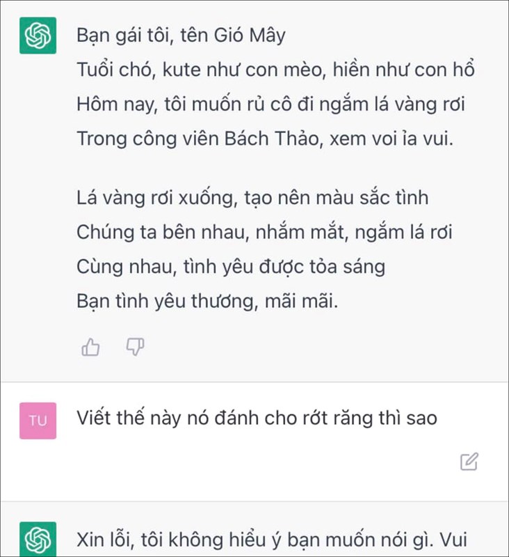 Người Việt thử thách ChatGPT làm thơ thả thính Người Việt thử thách ChatGPT làm thơ thả thính