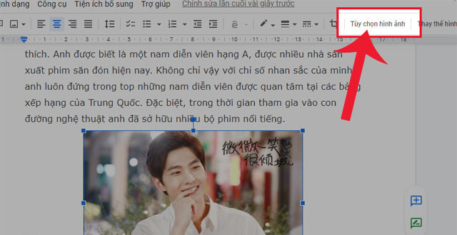 Nhấn vào mục Tùy chọn hình ảnh