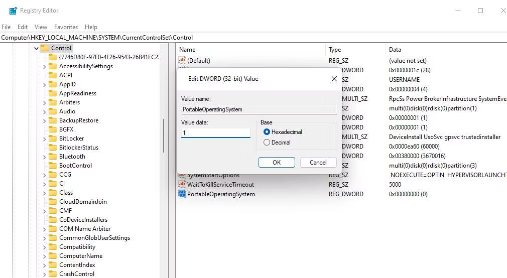 Cửa sổ Edit DWORD