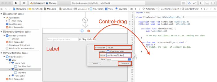 Hướng dẫn sử dụng Xcode cơ bản để lập trình ứng dụng iOS: Kết nối UI với code Hướng dẫn sử dụng Xcode cơ bản để lập trình ứng dụng iOS: Kết nối UI với code