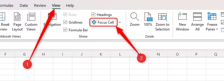 Hướng dẫn dùng tính năng Focus Cell trong Excel làm nổi bật dữ liệu - Bước 1