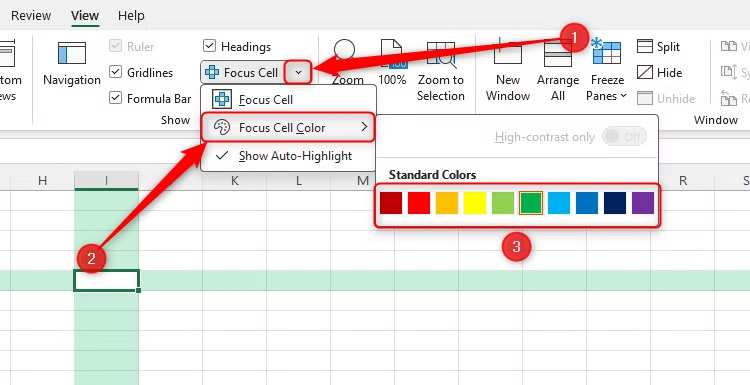Hướng dẫn dùng tính năng Focus Cell trong Excel làm nổi bật dữ liệu - Bước 2