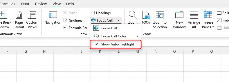 Hướng dẫn dùng tính năng Focus Cell trong Excel làm nổi bật dữ liệu - Bước 3
