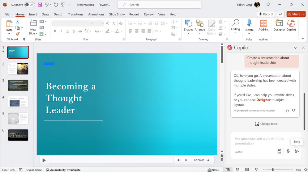 Cách tạo nhanh bài thuyết trình sử dụng Copilot trong PowerPoint - Bước 2