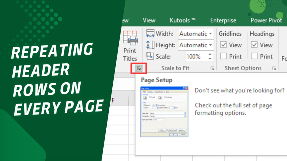 Cách lặp lại tiêu đề bảng khi in trong Excel 2007 - 2019