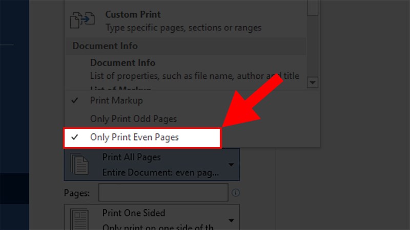Cách in trang chẵn trong Word - Bước 2
