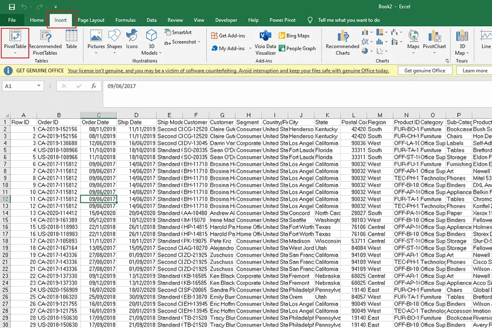 Hướng dẫn cách sử dụng Pivot Table để thống kê dữ liệu - Bước 1