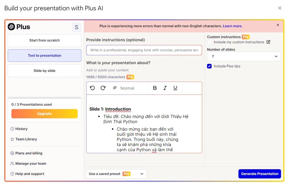 Dùng ChatGPT để tạo slide tự động với tiện ích Plus AI - Bước 2