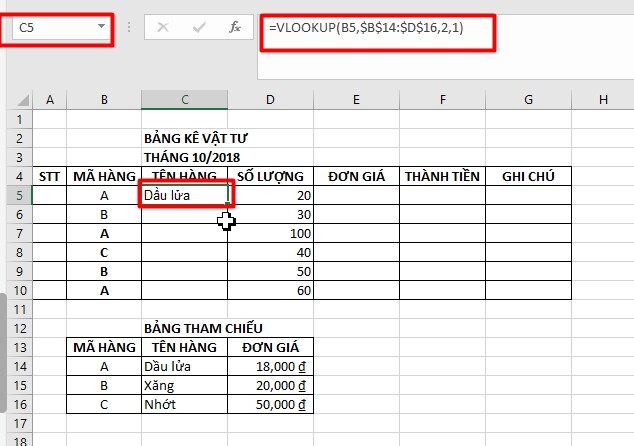 Tìm tên hàng dựa vào mã hàng trong Excel bằng Vlookup - Bước 2