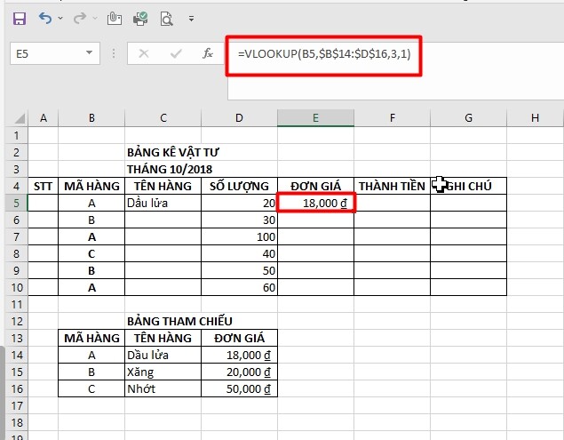 Tìm tên hàng dựa vào mã hàng trong Excel bằng Vlookup - Bước 3