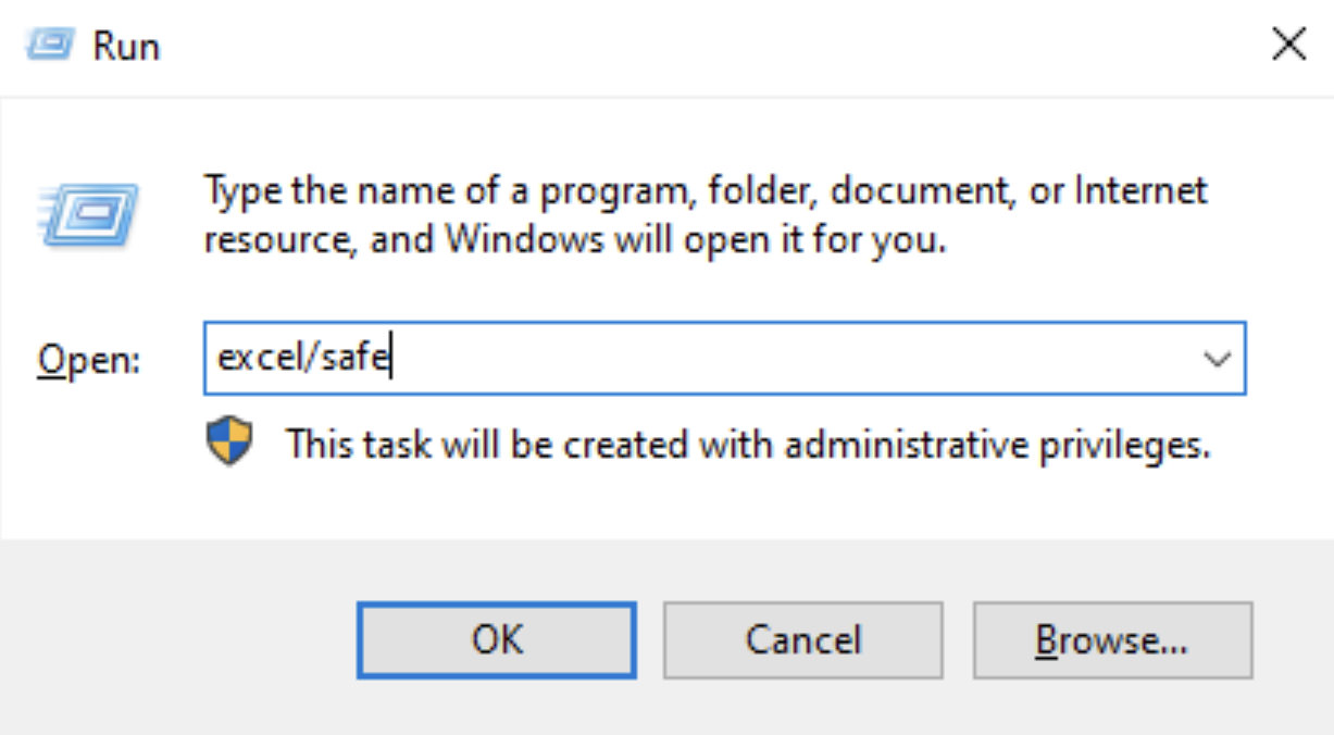 Vào Safe Mode của Excel