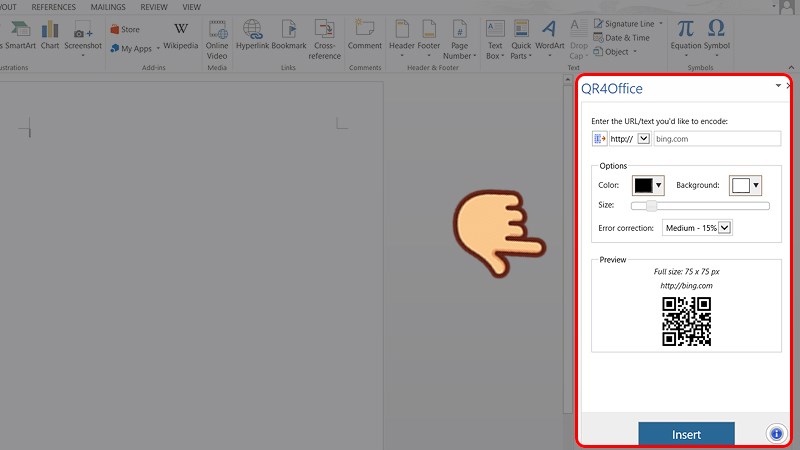 Cách tạo mã QR bằng Add-in - Bước 3
