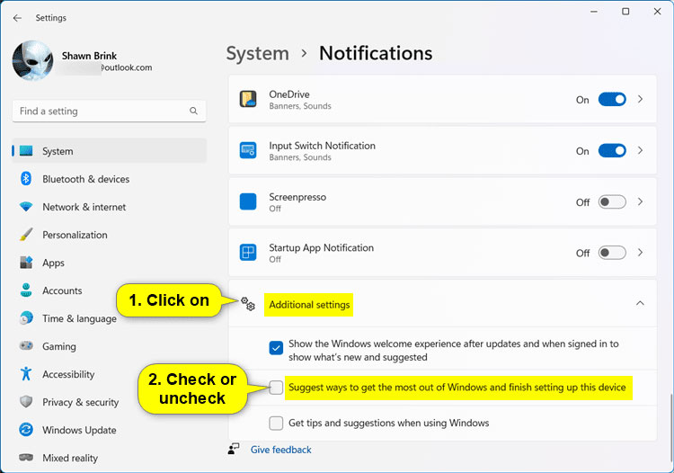 Kích hoạt hoặc vô hiệu hóa "Let's finish setting up your device" trong Settings - Bước 2.1