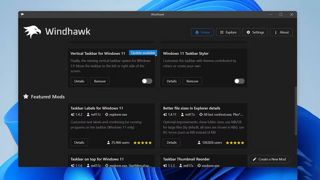 Cách làm cho Taskbar Windows 11 trông cao cấp hơn với Windhawk - Bước 1