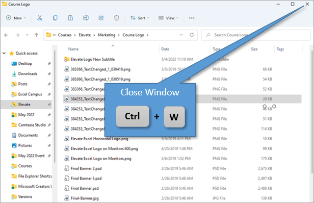 12 Phím tắt thao tác với Windows File Explorer cực nhanh - Đóng cửa sổ