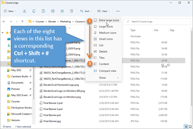 12 Phím tắt thao tác với Windows File Explorer cực nhanh - Thay đổi chế độ hiển thị 4