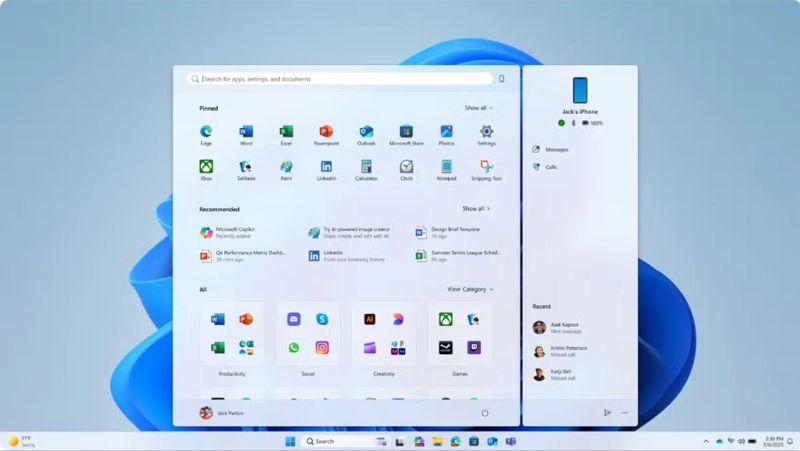 Menu Start mới đang được Microsoft thử nghiệm với người dùng Insider