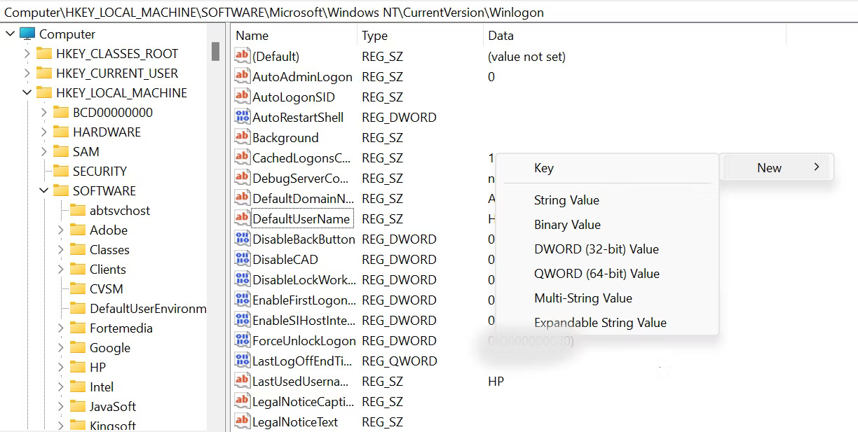 Sử dụng Windows Registry để tự động đăng nhập vào tài khoản người dùng - Bước 6