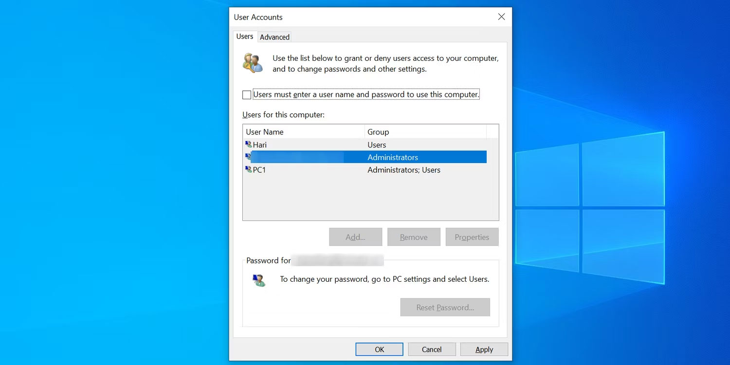 Sử dụng Netplwiz để tự động đăng nhập vào tài khoản người dùng - Bước 3