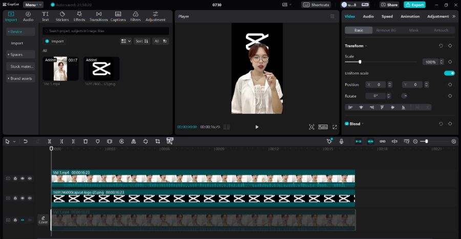 Các bước thực hiện chèn vật thể sau người trên CapCut PC - Bước 2