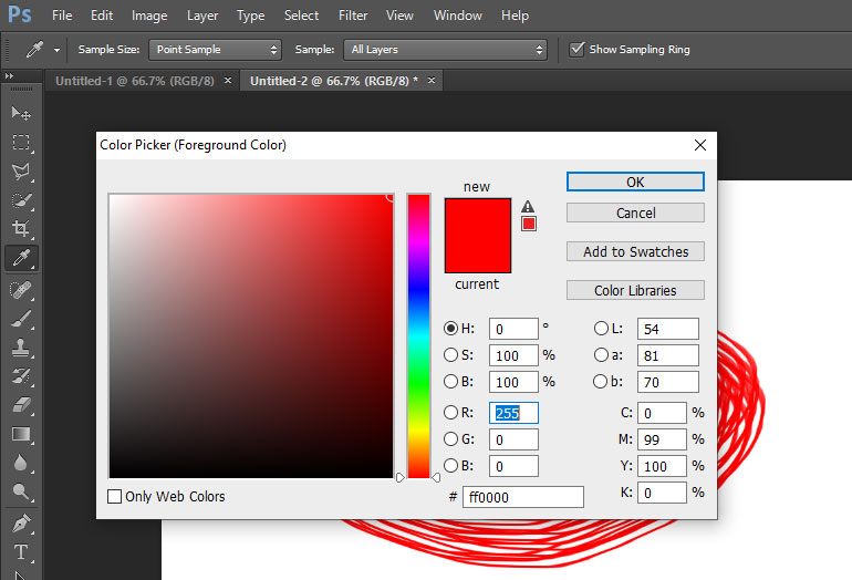 Các tùy chỉnh khi sử dụng Brush Tool trong Photoshop - Chọn màu sắc