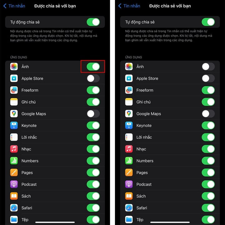 Cách chặn lưu ảnh iMessage vào album qua Cài đặt - Bước 2