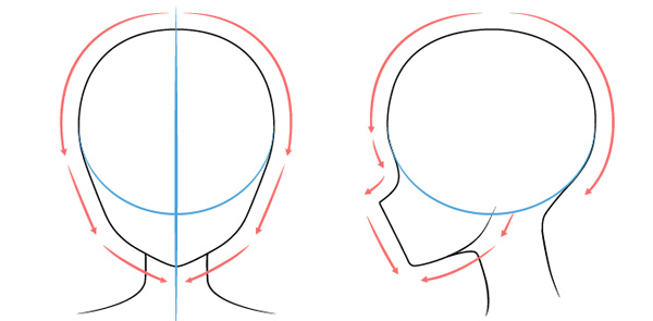 Các bước vẽ đầu và khuôn mặt nhân vật nữ anime - Bước 1.2