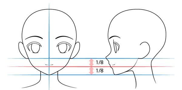 Các bước vẽ đầu và khuôn mặt nhân vật nữ anime - Bước 5