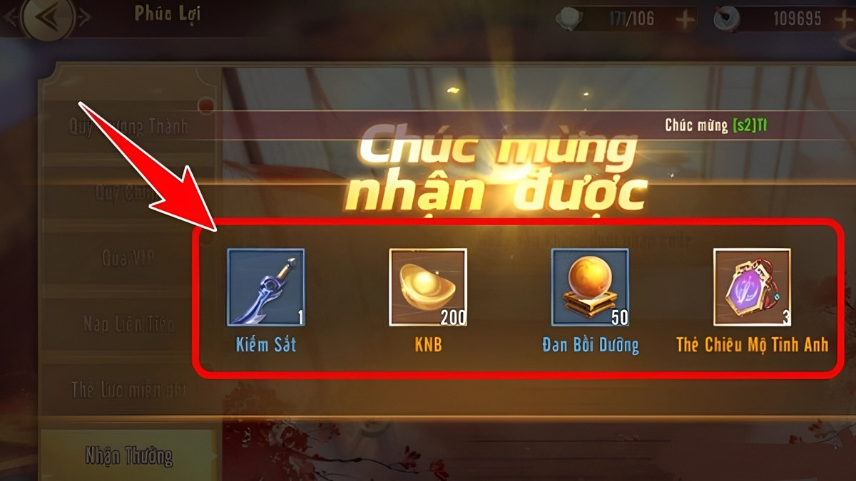 Hướng dẫn cách nhập code Mãnh Tướng Xuất Chiến - Bước 3