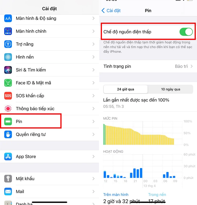 Kiểm tra và tắt chế độ nguồn điện thấp trên iPhone