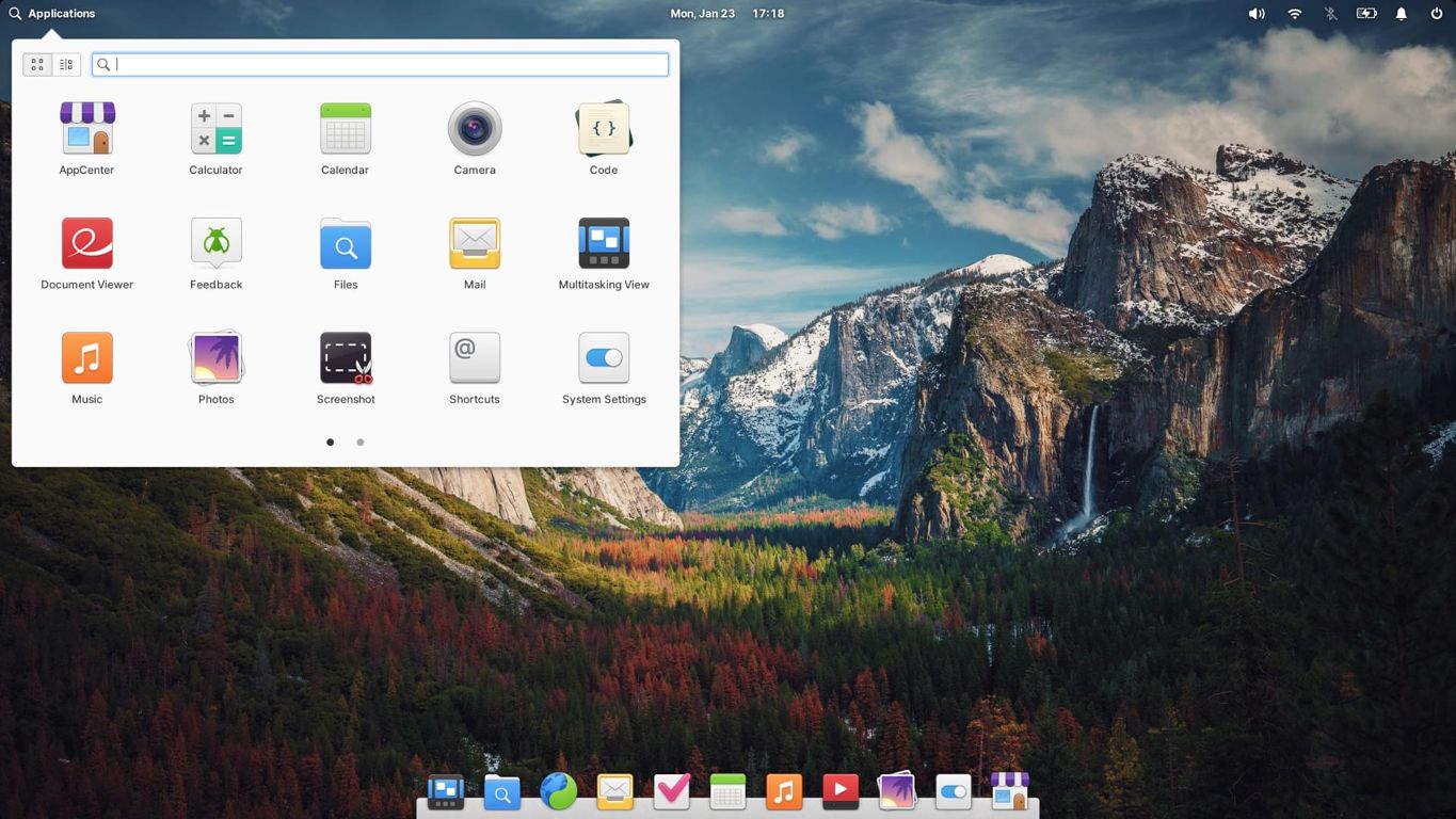 Giao diện mặc định của Elementary OS.