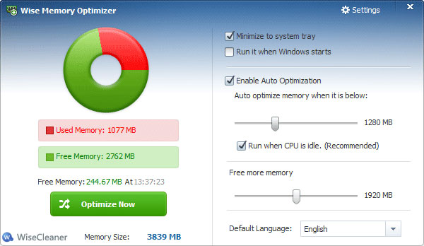 Top 5 phần mềm tối ưu RAM, tăng cường hiệu suất máy tính - Wise Memory Optimizer