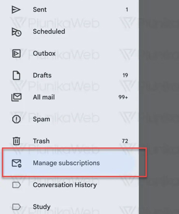 Tính năng Manage Subscriptions sắp ra mắt của Gmail. (NGUỒN: PiunikaWeb)
