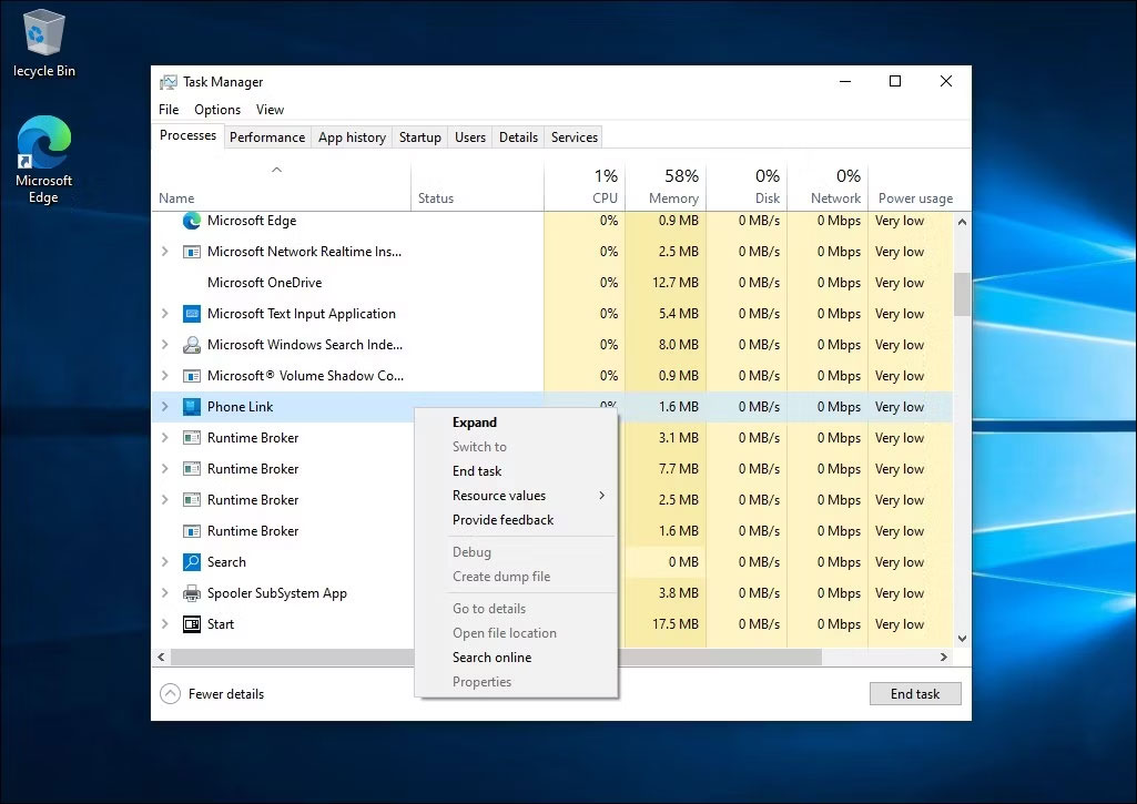 Cách kết thúc tiến trình Phone.exe bằng Task Manager