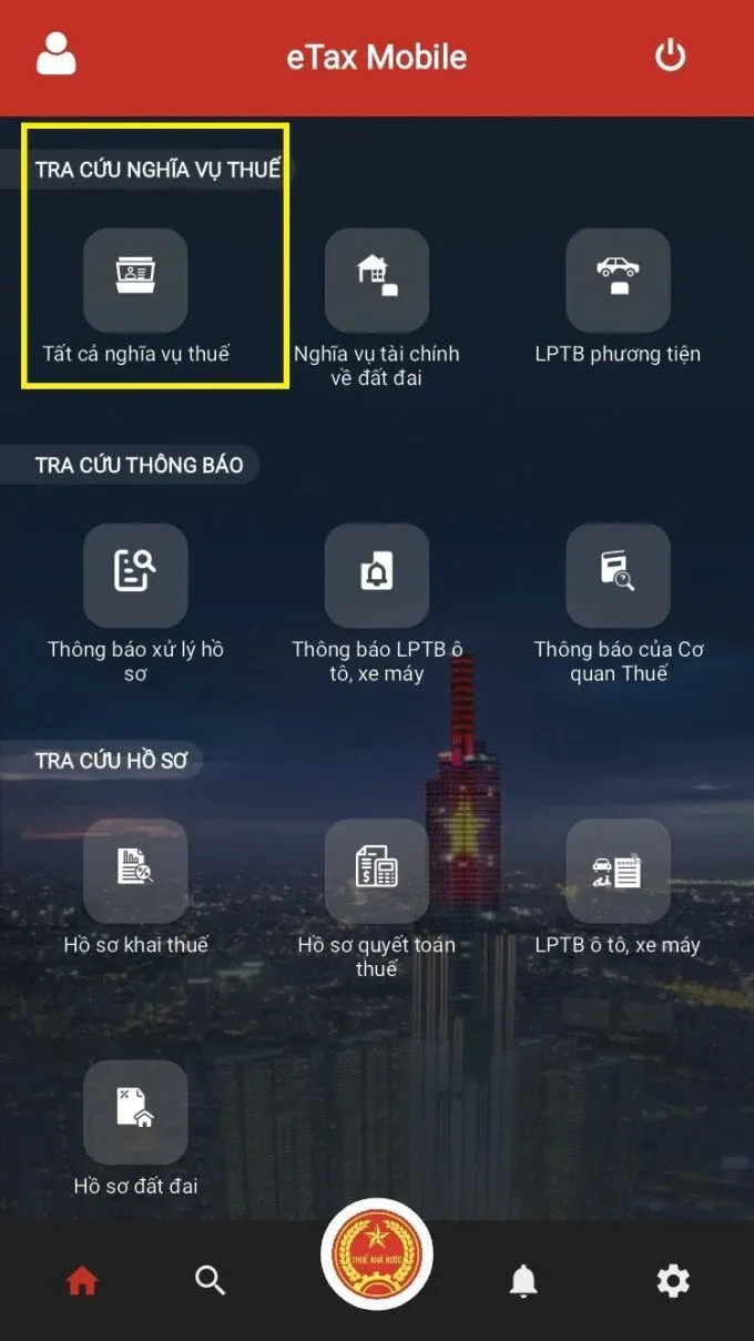 Cách tra cứu dư nợ thuế TNCN qua ứng dụng eTax Mobile - Bước 2