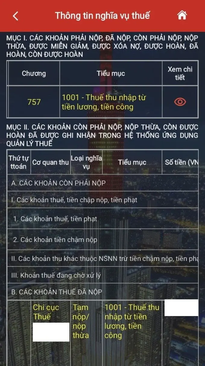 Cách tra cứu dư nợ thuế TNCN qua ứng dụng eTax Mobile - Bước 2.2