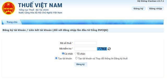 Cá nhân có thể đăng ký mã số thuế trên Cổng giao dịch điện tử của Tổng cục Thuế.