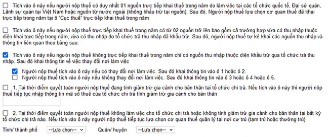 Trường hợp người nộp thuế có thay đổi nơi làm việc.